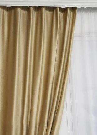 Портьерная ткань для штор бархат золотисто-бежевого цвета5 фото