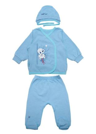 Комплект одягу (шапочка кофта штани) дитячий для хлопчика кт-19-23-2 ведмежата ментоловий
