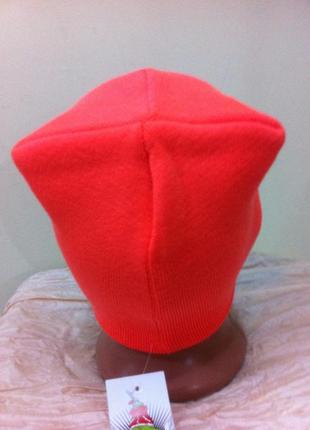 Вязаная  шапка для спорта с рожками , унисекс  цвет - оранжевый3 фото