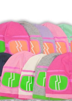 Шапочка одинарная хлопковая с рисунком очков 3-5 лет