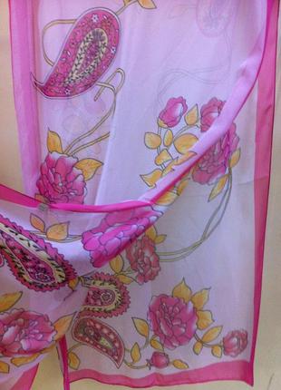 Шифоновый шарф с рисунком цвет розовый 150*501 фото