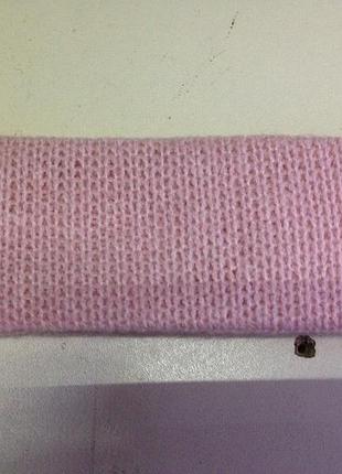 Повязка розовая на голову двойная из тонкой шерсти