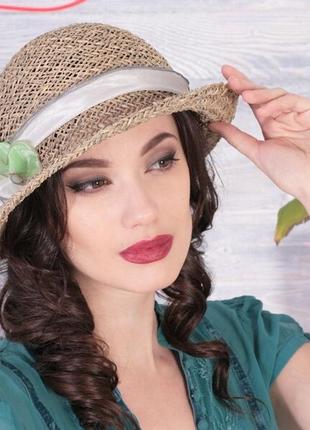 Летняя женская шляпа  из натуральной соломки1 фото