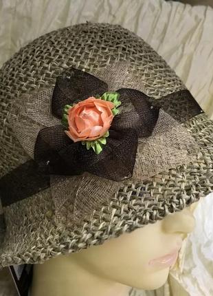 Летняя женская шляпа  из натуральной соломки2 фото