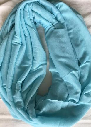 Широкий однотонний снуд шарф колір бірюзовий3 фото