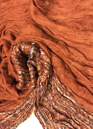 Женский шарф палантин легкая жатка с бахромой2 фото