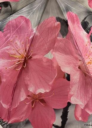 Женский атласный зонт автомат на 9 спиц цветочный принт