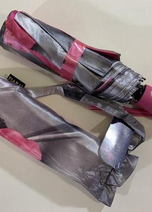 Женский атласный зонт автомат на 9 спиц цветочный принт