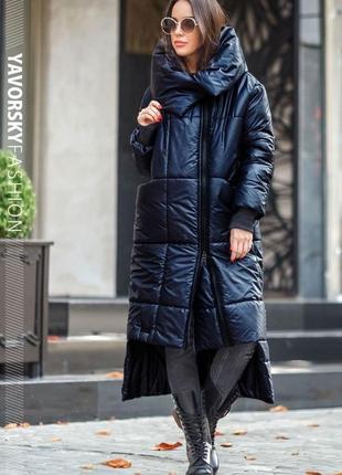 Женское пальто с большим воротником : s, m, l, xl. цвет синий1 фото