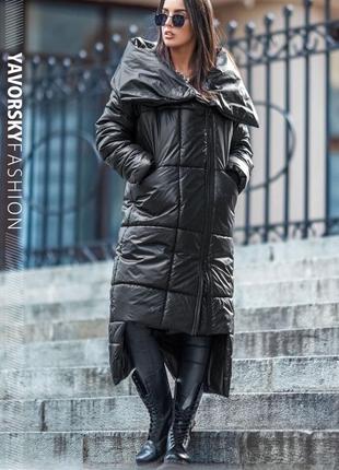Чорне пальто жіноче з великим коміром : s, m, l, xl.1 фото