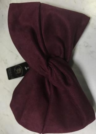 Широкая повязка-чалма из экозамши цвет бордо2 фото