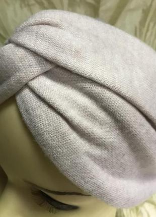 Широкая повязка-чалма из экозамши цвет бордо3 фото