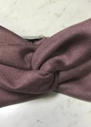 Широка пов'язка-чалма з экозамши колір бордо4 фото
