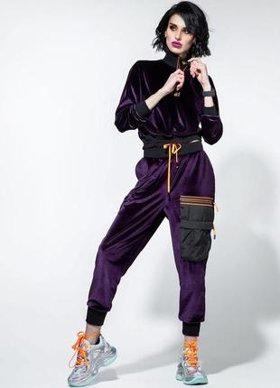 Спортивный велюровый костюм  размеры: s/m, l/x lцвет фиолетовый