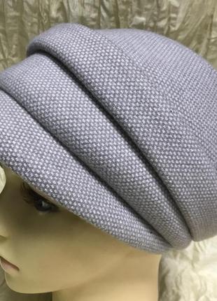 Женская кепка из шерстяной ткани с бантом  только св/серая меланж2 фото