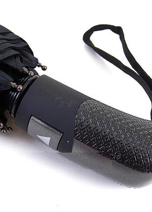 Чорна чоловіча парасолька напівавтомат з клапаном 9 спиць система антивітер