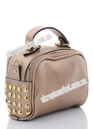 Женская мини сумочка- клатч с золотыми заклёпками-камнями  по бокам   20х142 фото