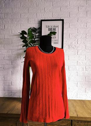 Свитер пуловер лонгслив красный 🍓tommy hilfiger,косы, хлопок,m,l,38