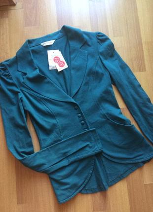 Стильный трикотажный пиджак цвета тил miss selfridge