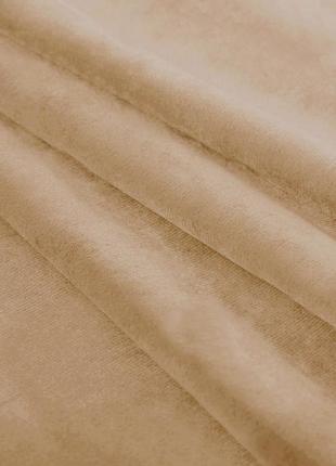 Порт'єрна тканина для штор оксамит бежево-золотистого кольору2 фото