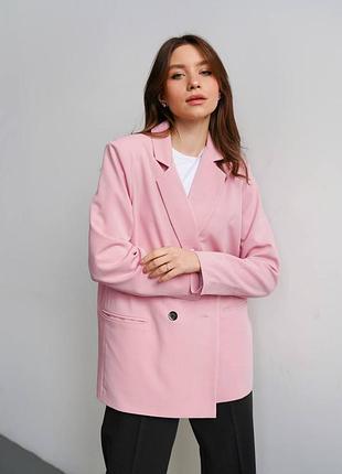 Базовий однотонний піджак рожевий leman lm4397-4