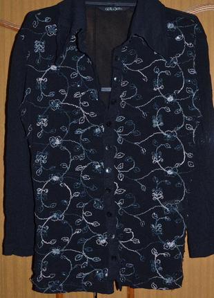 Гламурная рубашка / блузка ( abilisk . turkey ) с вышивкой бисером из стрейч-органзы