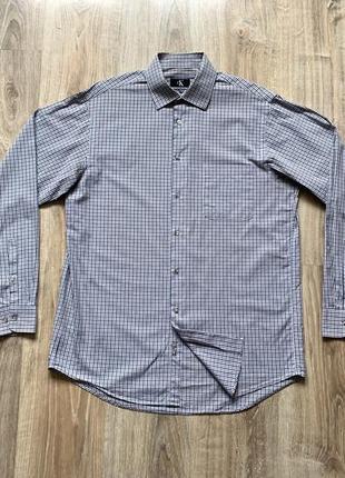 Мужская классическая хлопковая рубашка с длинным рукавом в клетку calvin TER klein
