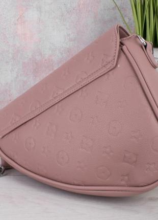 Стильная розовая сумка сумочка клатч на длинной короткой ручке модная с принтом2 фото