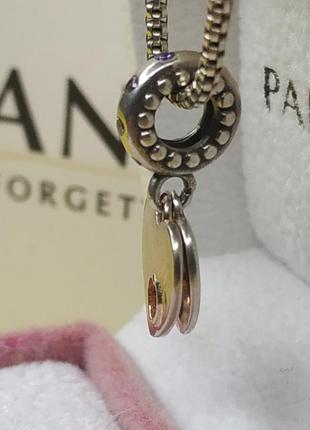 Шарм стерлинговое серебро 925 проба цирконий два сердца раскрывается минимализм маленькое сердечко камешки цвет золото пандора в стиле пандора2 фото