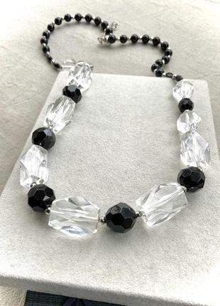 Ожерелье 68см япония пластик цвет чёрный прозрачный бусы