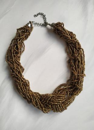 Колье из бисера хаки бисер бисерное ожерелье чокер плетёный