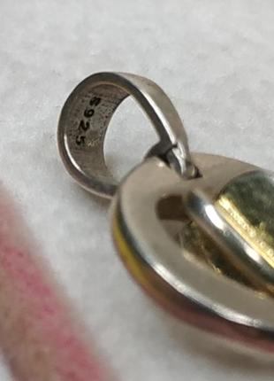 Шарм подвеска стерлинговое серебро 925 проба цвет золото сердечко вращается кулон медальон в стиле пандора5 фото