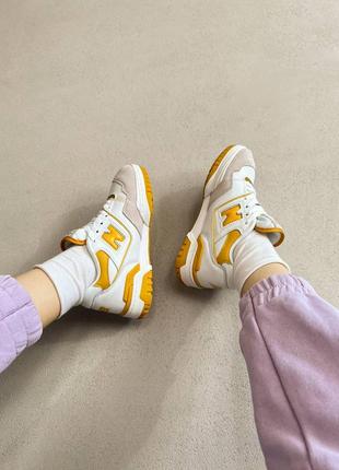 New balance 550 yellow новинка брендовые женские кроссовки беланс тренд желтые демісезон жіночі жовті круті трендові кросівки6 фото