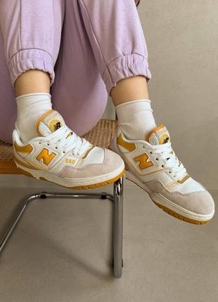 New balance 550 yellow новинка брендовые женские кроссовки беланс тренд желтые демісезон жіночі жовті круті трендові кросівки9 фото