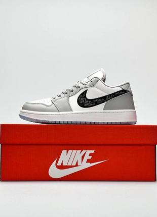 Жіночі кросівки nike jordan 1 low x dior grey1 фото