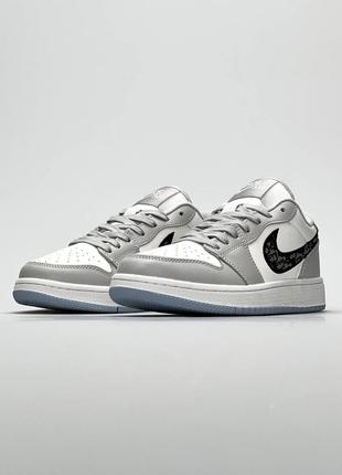 Жіночі кросівки nike jordan 1 low x dior grey7 фото