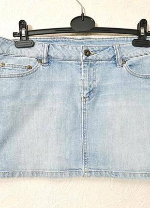 Vila clothes брендовая юбка джинсовая голубая с карманами мини женская коттон спандекс vila clothes3 фото