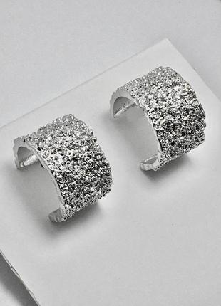 Сережки сережки сережки широкі півкільця кільця кільця сріблясті срібні
