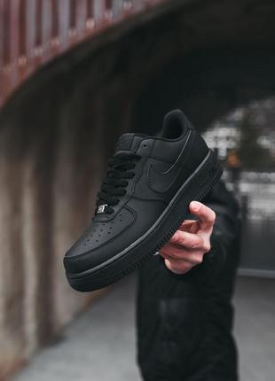 Кроссовки кожаные nike air force 1 black, кеды мужские или женские