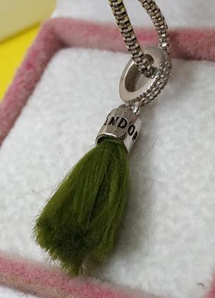 Шарм підвіска стерлінгове срібло 925 проба цирконій кисть пензлик з логотипом бренду камені нитки зелений кулон у стилі пандора3 фото