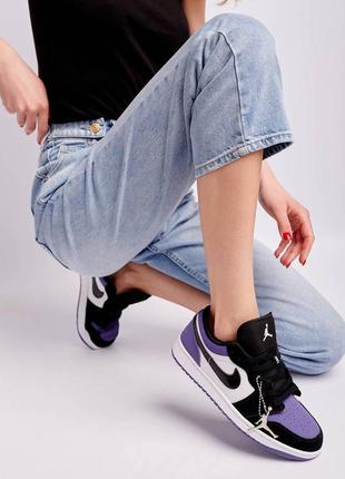 Nike jordan 1 low purple black брендові фіолетові кросівки найк джордан тренд весна літо осінь фіолетові круті жіночі кросівки5 фото