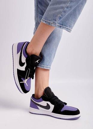 Nike jordan 1 low purple black брендовые фиолетовые кроссовки найк джордан тренд весна осень лето фіолетові круті жіночі кросівки