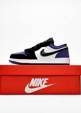 Nike jordan 1 low purple black брендові фіолетові кросівки найк джордан тренд весна літо осінь фіолетові круті жіночі кросівки10 фото