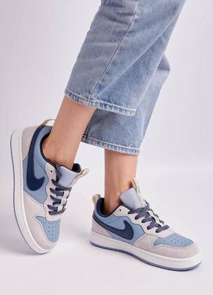 Nike court borough low 2 gray blue новинка брендовые голубые серые кроссовки найк тренд весна осень лето жіночі блакитні сірі трендові кросівки