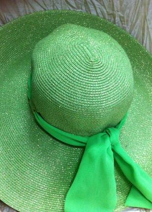 Елегантний капелюшок з рисової соломки з шарфиком регулюється розмір4 фото