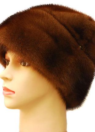 Зимняя норковая шапка " зайчик" цвет коричневый