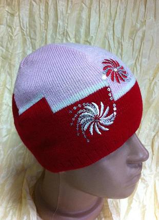 Шапочка для дівчаток демісезонна червона