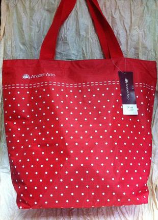 Сумка красная в горох пляжная