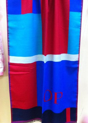 Великий двосторонній палантин у червоних і синіх тонах