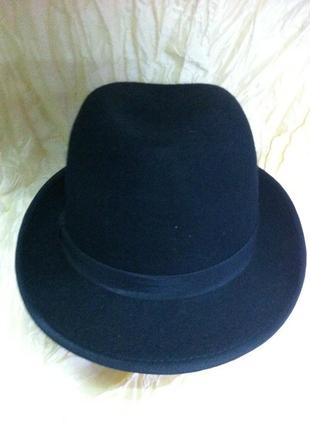 Чоловіча чорна капелюх з фетру федора маленькі поля 5.5 см розмір 56-57 584 фото